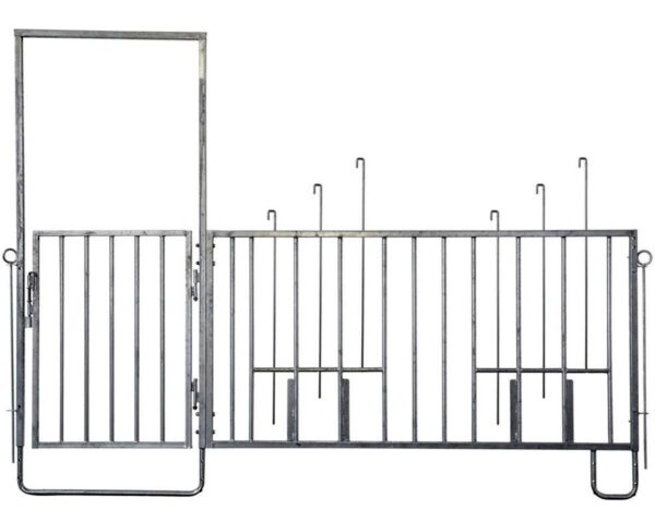 Kerbl Modulare Zaunaufstallung Zaunteil mit Tür u. 6 Fressplätze