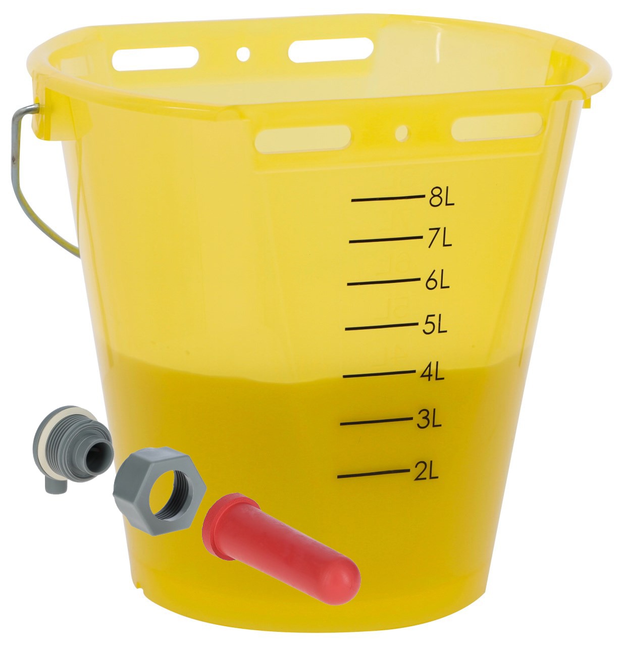Tränkeeimer transparent/Farbe + Sauger Gelb transparent Schraubventil + Super-Sauger