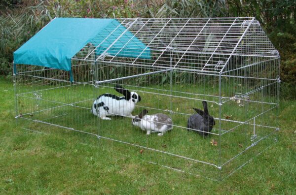 Freilaufgehege, verzinkt, mit Sonnenschutz, 220x103x103cm