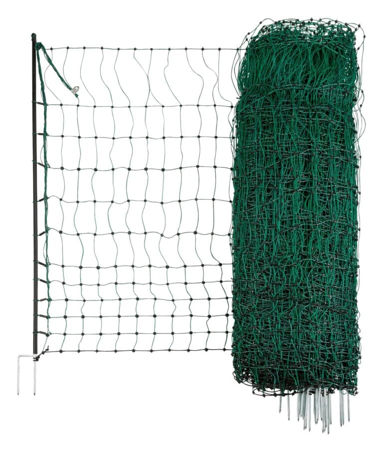 Geflügelnetz grün, el. leitend 25 mtr. / 106cm Doppelspitze