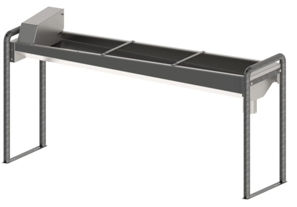 Edelstahl-Trogtränke mit Bodengestell 50L-95L, 100cm-190cm